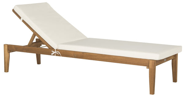 Safavieh DEL MAR SUNLOUNGER - Luxurious Outdoor Lounge Chair with Plush Cushion for Poolside Relaxation Natural / Beige PAT6730A
