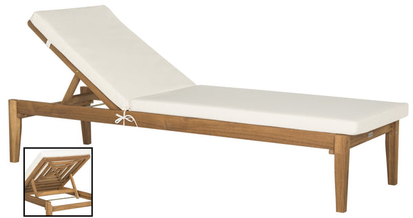 Safavieh DEL MAR SUNLOUNGER - Luxurious Outdoor Lounge Chair with Plush Cushion for Poolside Relaxation Natural / Beige PAT6730A