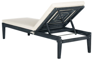 Safavieh DEL MAR SUNLOUNGER - Luxurious Outdoor Lounge Chair with Plush Cushion for Poolside Relaxation Dark Slate Gray / Beige PAT6730K
