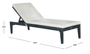 Safavieh DEL MAR SUNLOUNGER - Luxurious Outdoor Lounge Chair with Plush Cushion for Poolside Relaxation Dark Slate Gray / Beige PAT6730K