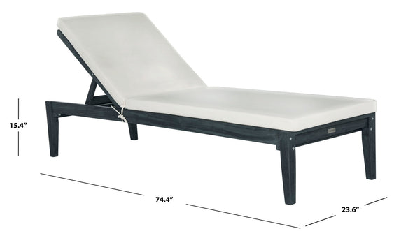 Safavieh DEL MAR SUNLOUNGER - Luxurious Outdoor Lounge Chair with Plush Cushion for Poolside Relaxation Dark Slate Gray / Beige PAT6730K