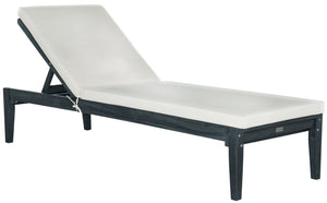 Safavieh DEL MAR SUNLOUNGER - Luxurious Outdoor Lounge Chair with Plush Cushion for Poolside Relaxation Dark Slate Gray / Beige PAT6730K