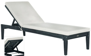 Safavieh DEL MAR SUNLOUNGER - Luxurious Outdoor Lounge Chair with Plush Cushion for Poolside Relaxation Dark Slate Gray / Beige PAT6730K