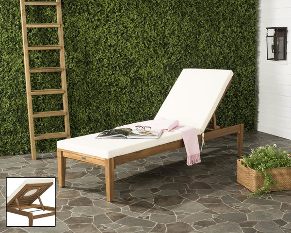 Safavieh MONTCLAIR Sun Lounger – Stylish Outdoor Furniture with Chic Modern Design for Relaxation and Comfort Natural / Beige PAT6731A