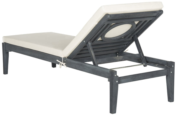 Safavieh MONTCLAIR Sun Lounger – Stylish Outdoor Furniture with Chic Modern Design for Relaxation and Comfort Ash Grey / Beige PAT6731B