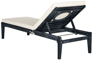Safavieh MONTCLAIR Sun Lounger – Stylish Outdoor Furniture with Chic Modern Design for Relaxation and Comfort Dark Slate Gray / Beige PAT6731K