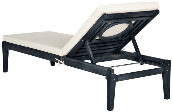 Safavieh MONTCLAIR Sun Lounger – Stylish Outdoor Furniture with Chic Modern Design for Relaxation and Comfort Dark Slate Gray / Beige PAT6731K