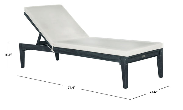 Safavieh MONTCLAIR Sun Lounger – Stylish Outdoor Furniture with Chic Modern Design for Relaxation and Comfort Dark Slate Gray / Beige PAT6731K