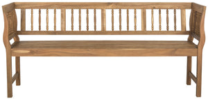 Safavieh BRENTWOOD Elegant Acacia Wood Bench with Silver Accents for Outdoor Spaces and Timeless Style Natural PAT6732A