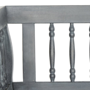 Safavieh BRENTWOOD Elegant Acacia Wood Bench with Silver Accents for Outdoor Spaces and Timeless Style Ash Grey PAT6732B