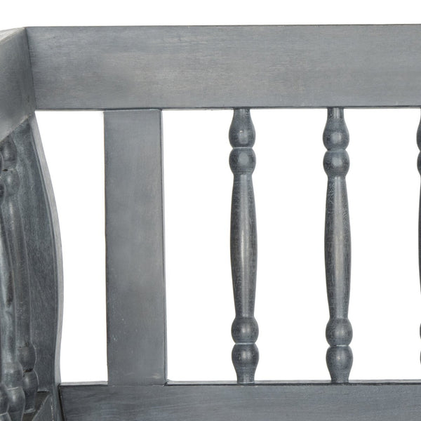Safavieh BRENTWOOD Elegant Acacia Wood Bench with Silver Accents for Outdoor Spaces and Timeless Style Ash Grey PAT6732B