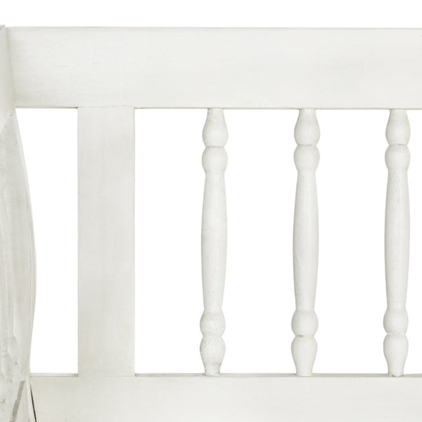 Safavieh BRENTWOOD Elegant Acacia Wood Bench with Silver Accents for Outdoor Spaces and Timeless Style Antique / White PAT6732C