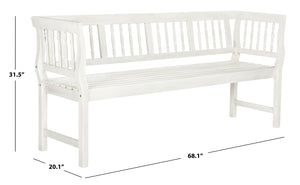 Safavieh BRENTWOOD Elegant Acacia Wood Bench with Silver Accents for Outdoor Spaces and Timeless Style Antique / White PAT6732C