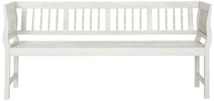 Safavieh BRENTWOOD Elegant Acacia Wood Bench with Silver Accents for Outdoor Spaces and Timeless Style Antique / White PAT6732C