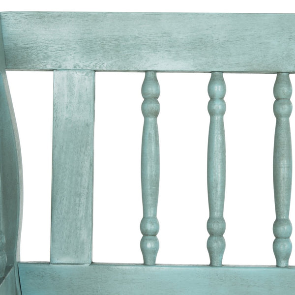 Safavieh BRENTWOOD Elegant Acacia Wood Bench with Silver Accents for Outdoor Spaces and Timeless Style Beach House Blu / Beige PAT6732D