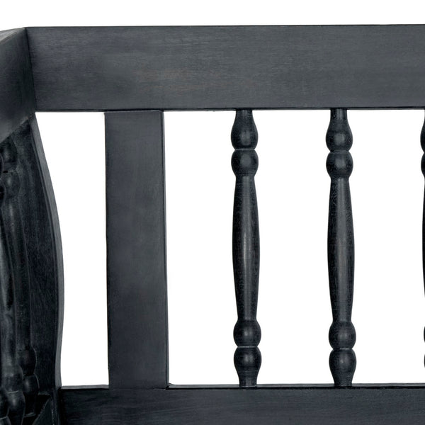 Safavieh BRENTWOOD Elegant Acacia Wood Bench with Silver Accents for Outdoor Spaces and Timeless Style Dark Slate Gray PAT6732K
