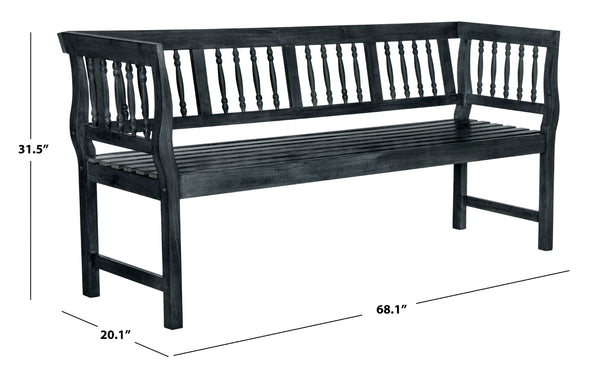 Safavieh BRENTWOOD Elegant Acacia Wood Bench with Silver Accents for Outdoor Spaces and Timeless Style Dark Slate Gray PAT6732K