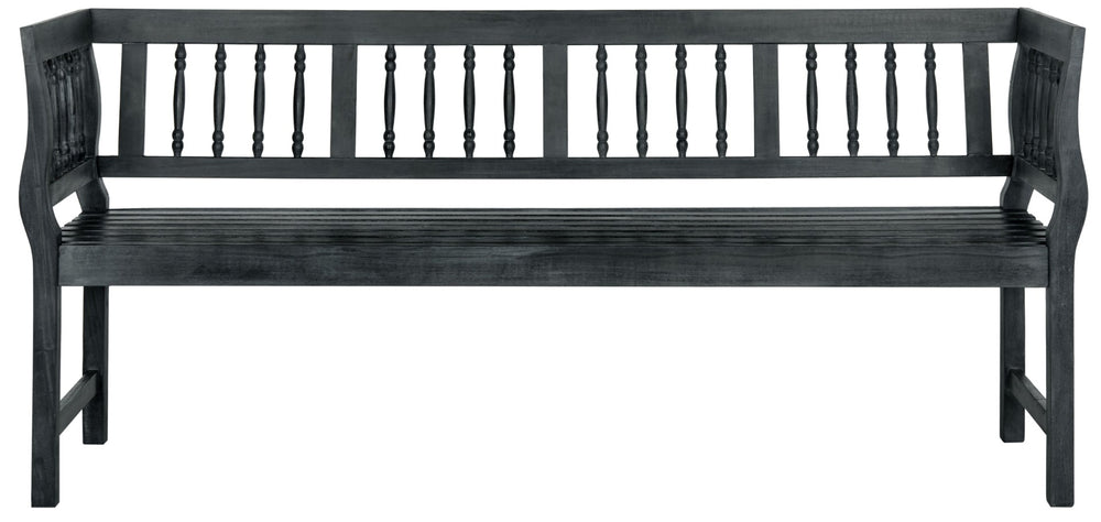 Safavieh BRENTWOOD Elegant Acacia Wood Bench with Silver Accents for Outdoor Spaces and Timeless Style Dark Slate Gray PAT6732K