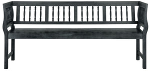 Safavieh BRENTWOOD Elegant Acacia Wood Bench with Silver Accents for Outdoor Spaces and Timeless Style Dark Slate Gray PAT6732K