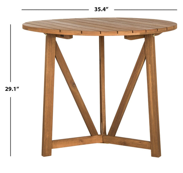 Safavieh CLOVERDALE Round Outdoor Table – Elegant Acacia Wood Design for Alfresco Dining & Entertaining Natural PAT6733A