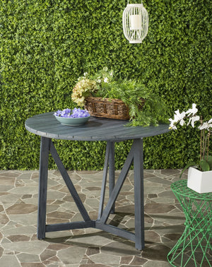 Safavieh CLOVERDALE Round Outdoor Table – Elegant Acacia Wood Design for Alfresco Dining & Entertaining Ash Grey PAT6733B