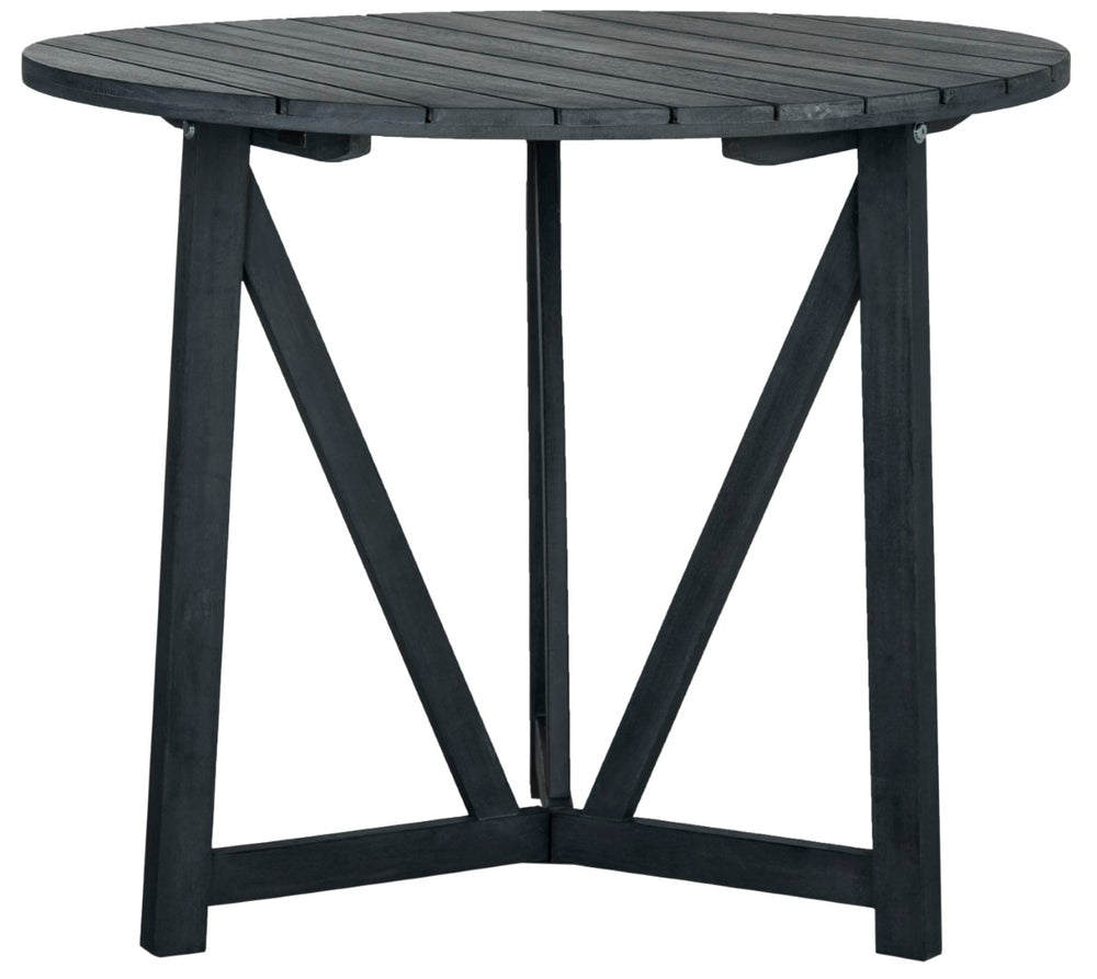 Safavieh CLOVERDALE Round Outdoor Table – Elegant Acacia Wood Design for Alfresco Dining & Entertaining Dark Slate Gray / Beige PAT6733K
