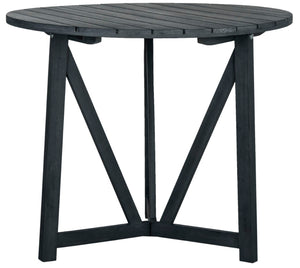 Safavieh CLOVERDALE Round Outdoor Table – Elegant Acacia Wood Design for Alfresco Dining & Entertaining Dark Slate Gray / Beige PAT6733K