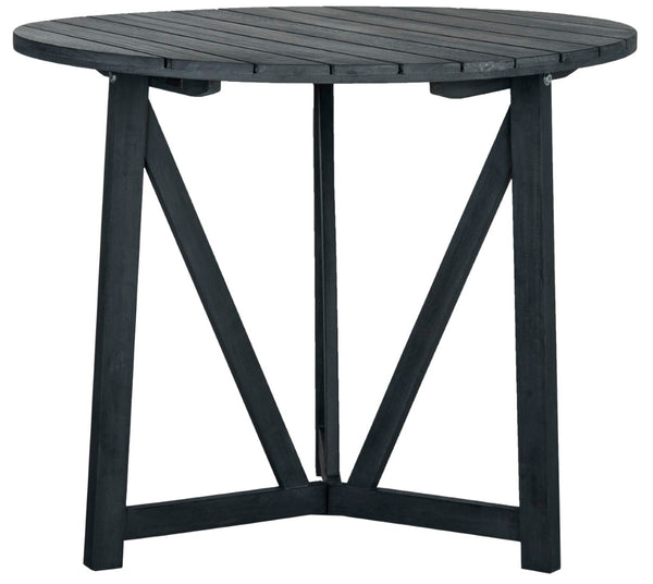 Safavieh CLOVERDALE Round Outdoor Table – Elegant Acacia Wood Design for Alfresco Dining & Entertaining Dark Slate Gray / Beige PAT6733K