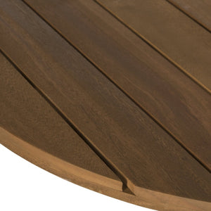 Safavieh ARCATA Round Outdoor Dining Table – Elegant Acacia Wood with Silver Metal Accents for Patios & Decks Natural PAT6735A
