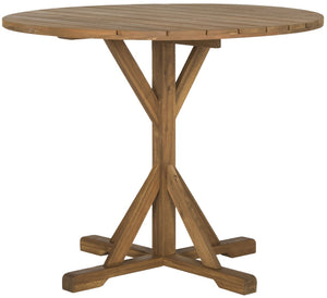 Safavieh ARCATA Round Outdoor Dining Table – Elegant Acacia Wood with Silver Metal Accents for Patios & Decks Natural PAT6735A