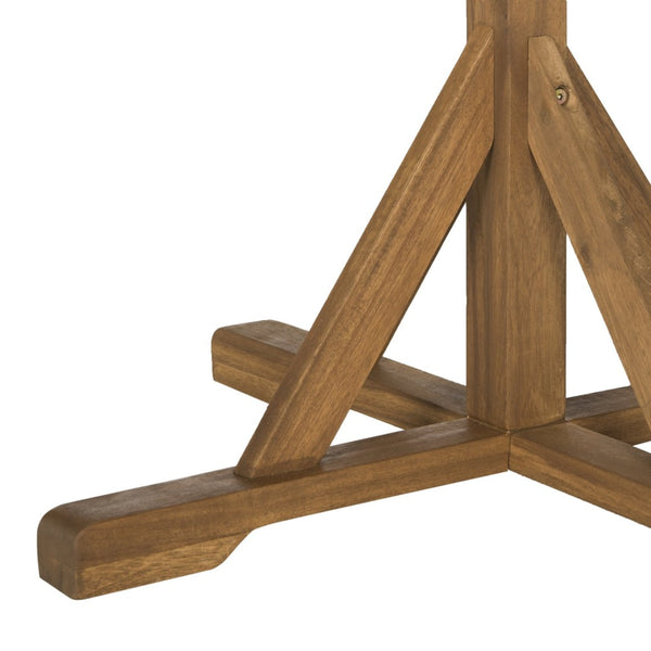 Safavieh ARCATA Round Outdoor Dining Table – Elegant Acacia Wood with Silver Metal Accents for Patios & Decks Natural PAT6735A