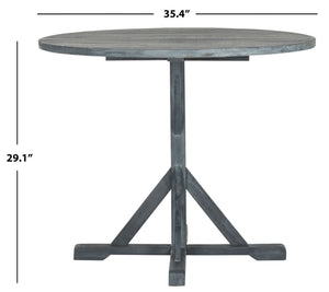 Safavieh ARCATA Round Outdoor Dining Table – Elegant Acacia Wood with Silver Metal Accents for Patios & Decks Ash Grey PAT6735B