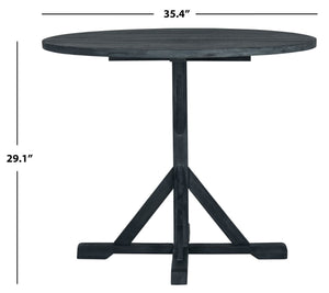 Safavieh ARCATA Round Outdoor Dining Table – Elegant Acacia Wood with Silver Metal Accents for Patios & Decks Dark Slate Gray PAT6735K