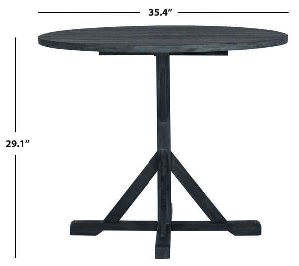 Safavieh ARCATA Round Outdoor Dining Table – Elegant Acacia Wood with Silver Metal Accents for Patios & Decks Dark Slate Gray PAT6735K