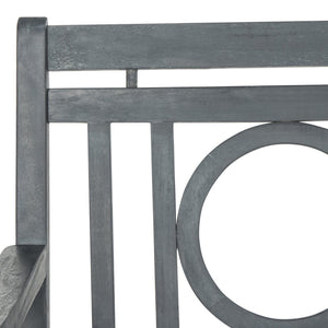 Safavieh MONTCLAIR Elegant Three-Seat Outdoor Bench with Plush Cushion and Timeless Geometric Design Ash Grey / Beige PAT6736B