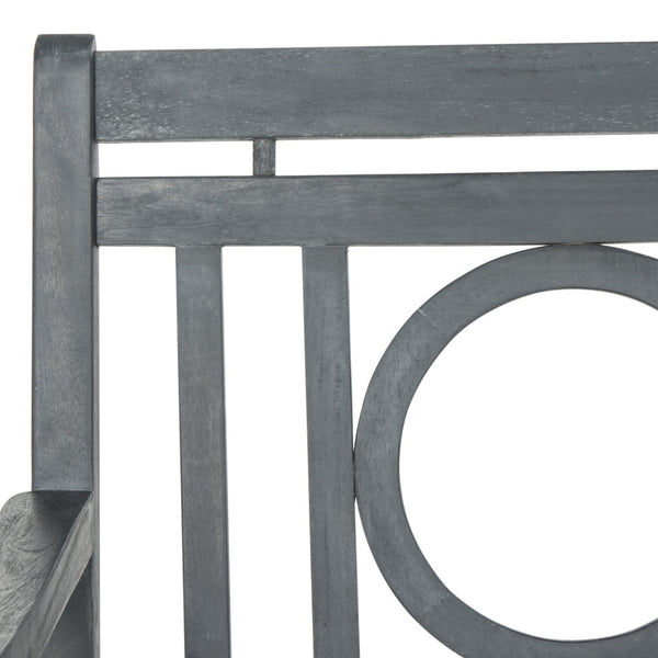 Safavieh MONTCLAIR Elegant Three-Seat Outdoor Bench with Plush Cushion and Timeless Geometric Design Ash Grey / Beige PAT6736B