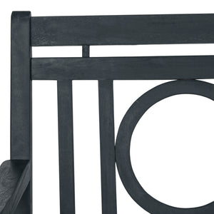 Safavieh MONTCLAIR Elegant Three-Seat Outdoor Bench with Plush Cushion and Timeless Geometric Design Dark Slate Gray / Beige PAT6736K