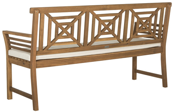 Safavieh DEL MAR 3-Seat Bench - Modern Outdoor Furniture with Plush Cushion for Relaxed Patio Elegance Natural / Beige PAT6737A