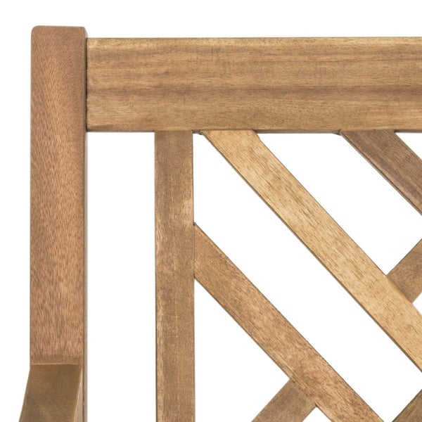 Safavieh BRADBURY Elegant 3-Seat Outdoor Bench for Patios, Porches & Gardens - Timeless Design & Comfort Natural / Beige PAT6738A