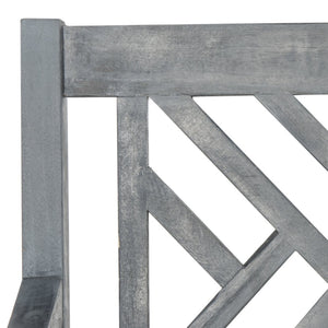 Safavieh BRADBURY Elegant 3-Seat Outdoor Bench for Patios, Porches & Gardens - Timeless Design & Comfort Ash Grey / Beige PAT6738B