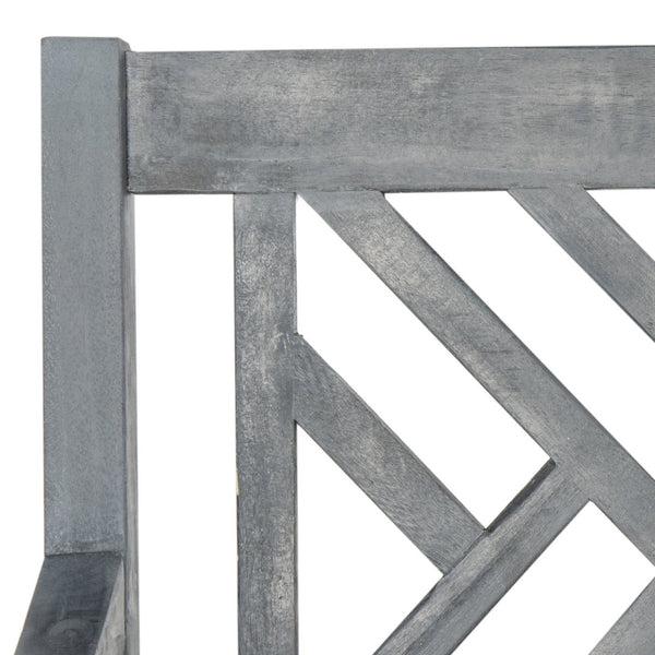Safavieh BRADBURY Elegant 3-Seat Outdoor Bench for Patios, Porches & Gardens - Timeless Design & Comfort Ash Grey / Beige PAT6738B