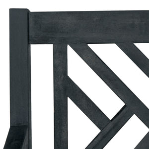 Safavieh BRADBURY Elegant 3-Seat Outdoor Bench for Patios, Porches & Gardens - Timeless Design & Comfort Dark Slate Gray / Beige PAT6738K