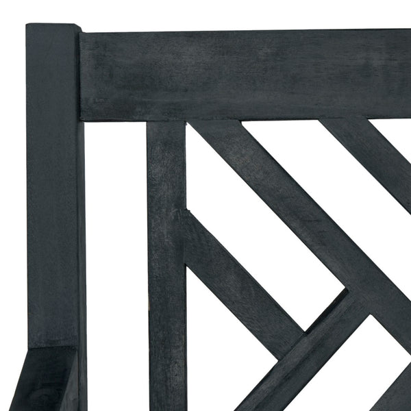 Safavieh BRADBURY Elegant 3-Seat Outdoor Bench for Patios, Porches & Gardens - Timeless Design & Comfort Dark Slate Gray / Beige PAT6738K