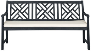 Safavieh BRADBURY Elegant 3-Seat Outdoor Bench for Patios, Porches & Gardens - Timeless Design & Comfort Dark Slate Gray / Beige PAT6738K