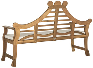 Safavieh AZUSA Bench – Elegant Carved Wood Design with Plush Cushion for Timeless Outdoor Comfort & Style Natural / Beige PAT6741A