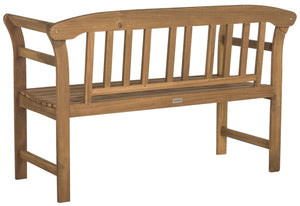 Safavieh PORTERVILLE Two-Seat Outdoor Bench - Stylish Acacia Wood Design for Patios and Gardens Natural PAT6742A
