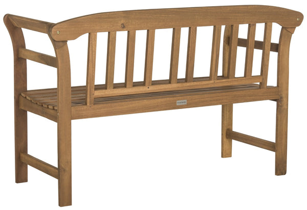 Safavieh PORTERVILLE Two-Seat Outdoor Bench - Stylish Acacia Wood Design for Patios and Gardens Natural PAT6742A