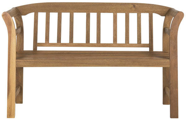 Safavieh PORTERVILLE Two-Seat Outdoor Bench - Stylish Acacia Wood Design for Patios and Gardens Natural PAT6742A