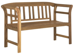 Safavieh PORTERVILLE Two-Seat Outdoor Bench - Stylish Acacia Wood Design for Patios and Gardens Natural PAT6742A