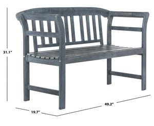 Safavieh PORTERVILLE Two-Seat Outdoor Bench - Stylish Acacia Wood Design for Patios and Gardens Ash Grey PAT6742B